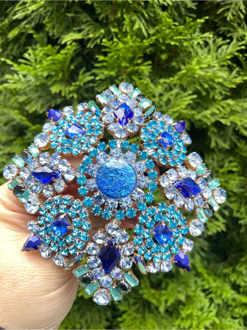 Vintage Oversized Czech Glass Brooch- Bijoux MG